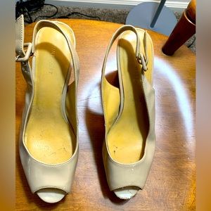Nine West Beige Slingback Wedges